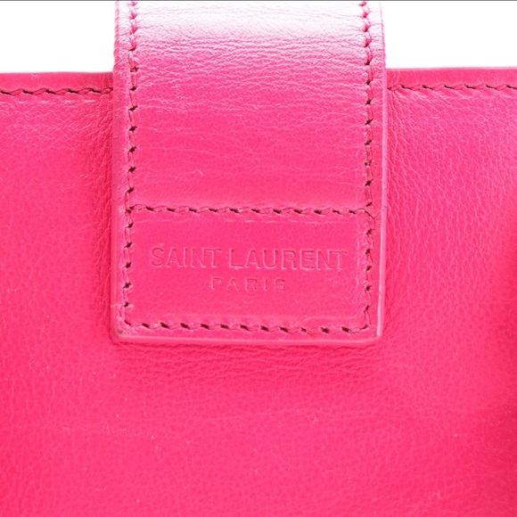 Saint Laurent Monogram Cabas Dark Pink Calfskin Leather Purse YSL Bag - Picture 11 of 16
